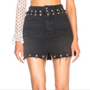 GRLFRND Milla high rise black denim mini jean skirt 23